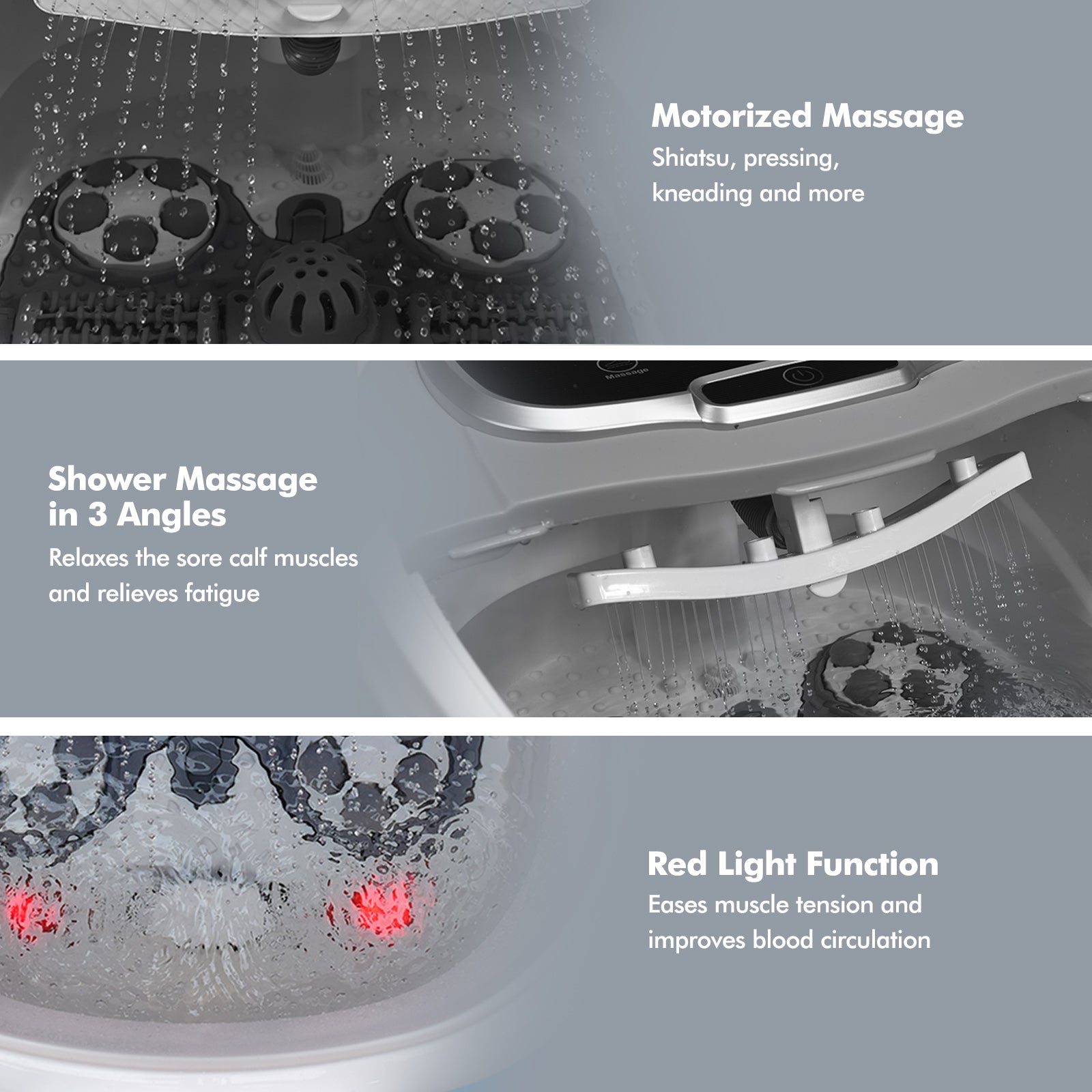 Portable All-In-One Heated Foot Bubble Spa Bath Motorized Massager, Gray Foot Massager at Gallery Canada