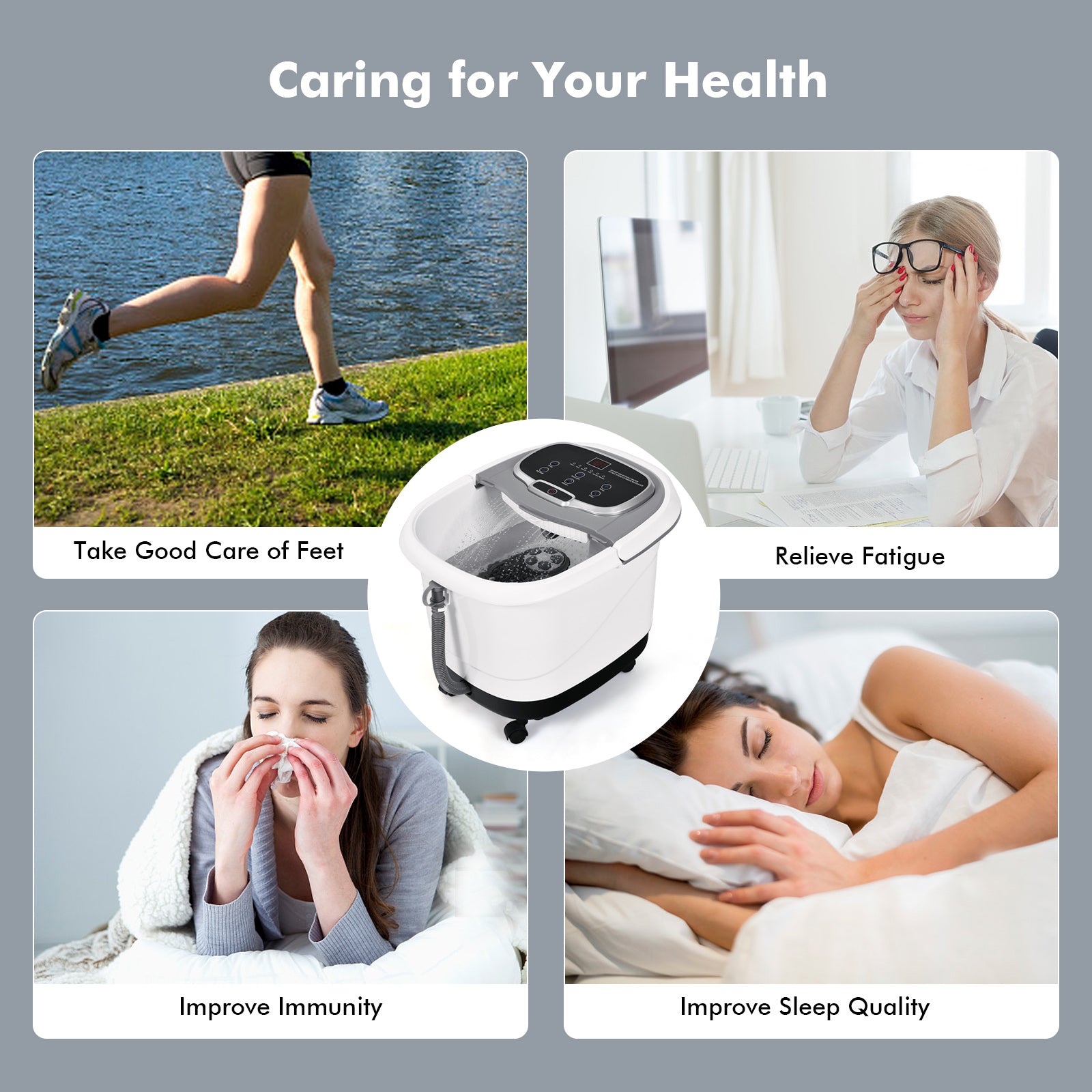 Portable All-In-One Heated Foot Bubble Spa Bath Motorized Massager, Gray Foot Massager at Gallery Canada
