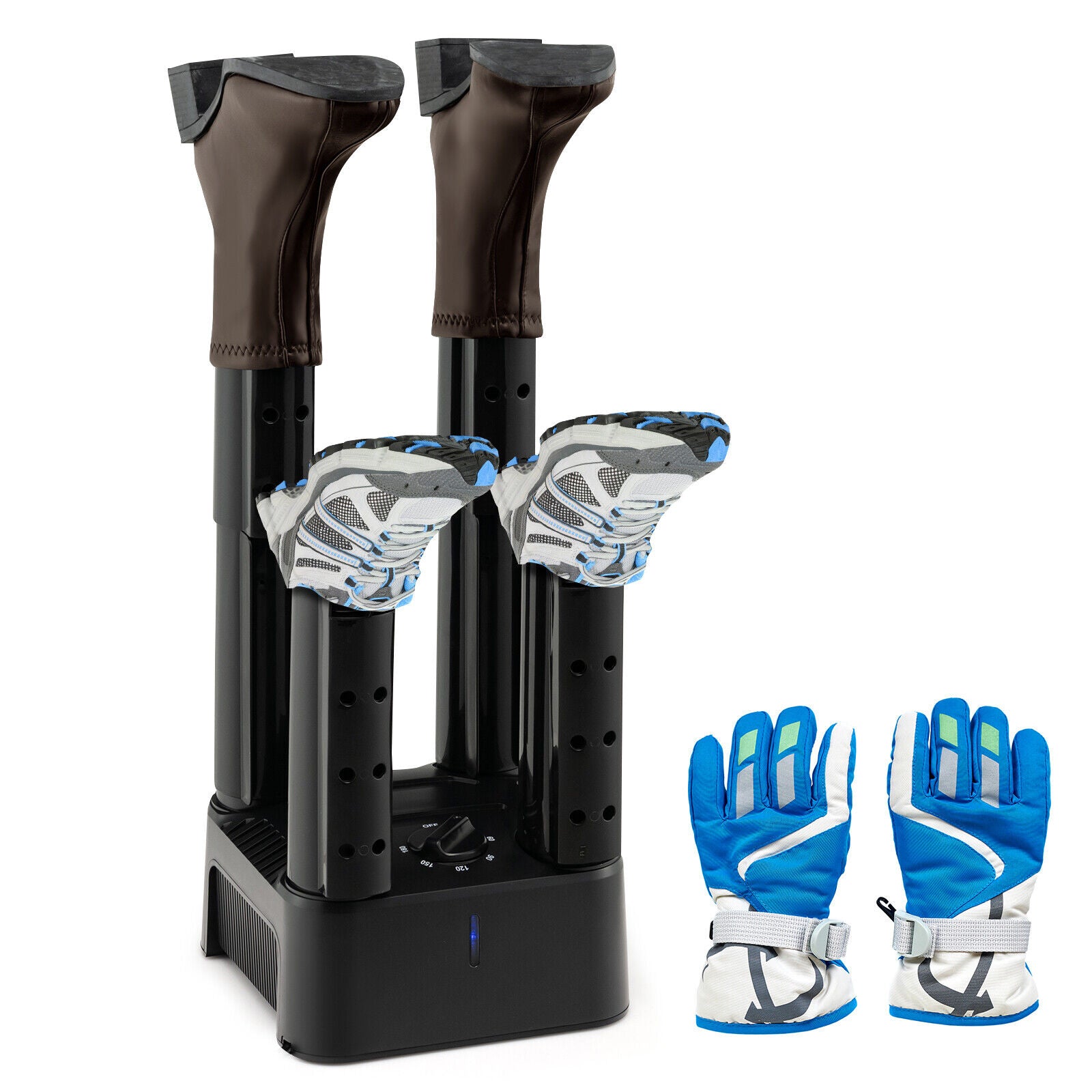 Prevent Odor Mold & Bacteria 4 Shoe Electric Dryer with Timer, Black Dryers at Gallery Canada