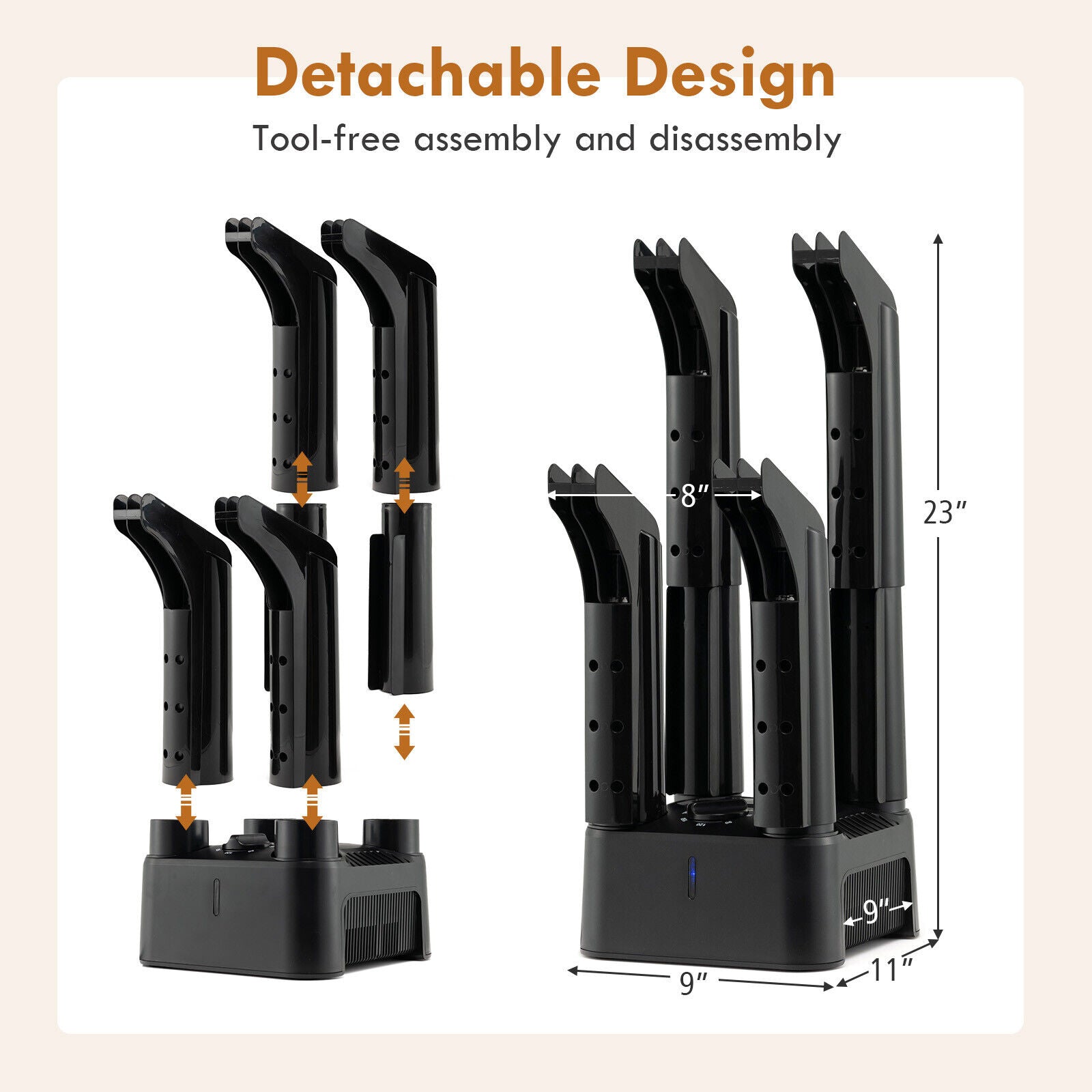 Prevent Odor Mold & Bacteria 4 Shoe Electric Dryer with Timer, Black Dryers at Gallery Canada