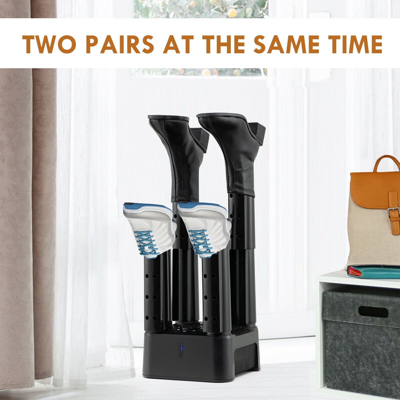 Prevent Odor Mold & Bacteria 4 Shoe Electric Dryer with Timer, Black Dryers at Gallery Canada