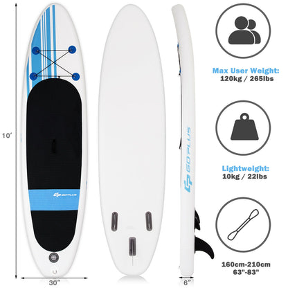 10 Feet Inflatable Stand Up Paddle Board with Carry Bag, Multicolor Surfing at Gallery Canada