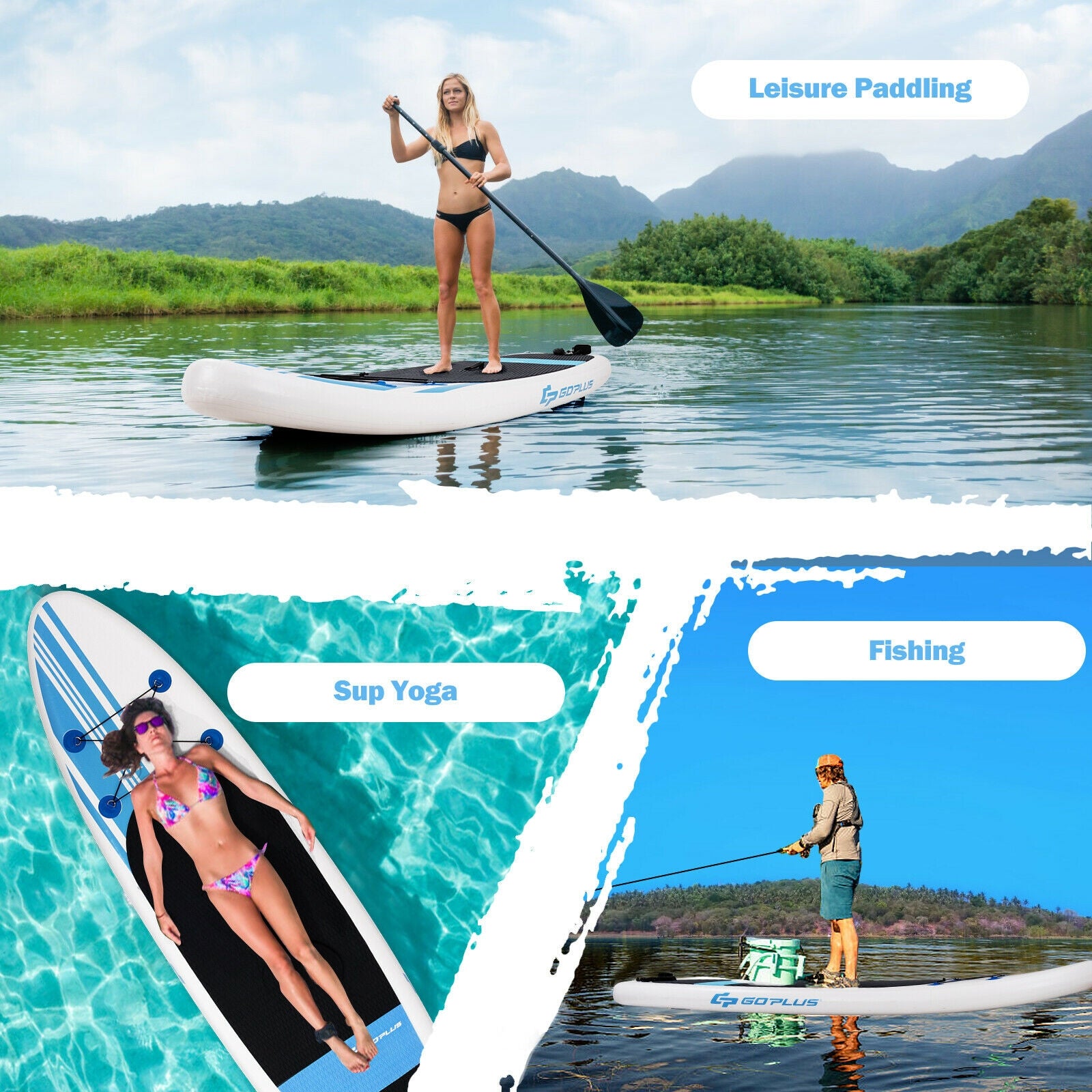 10 Feet Inflatable Stand Up Paddle Board with Carry Bag, Multicolor Surfing at Gallery Canada