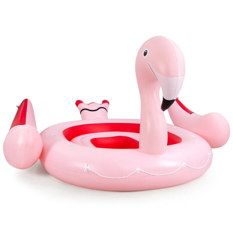 6 People Inflatable Flamingo Floating Island with 6 Cup Holders for Pool and River, Pink Swimming at Gallery Canada