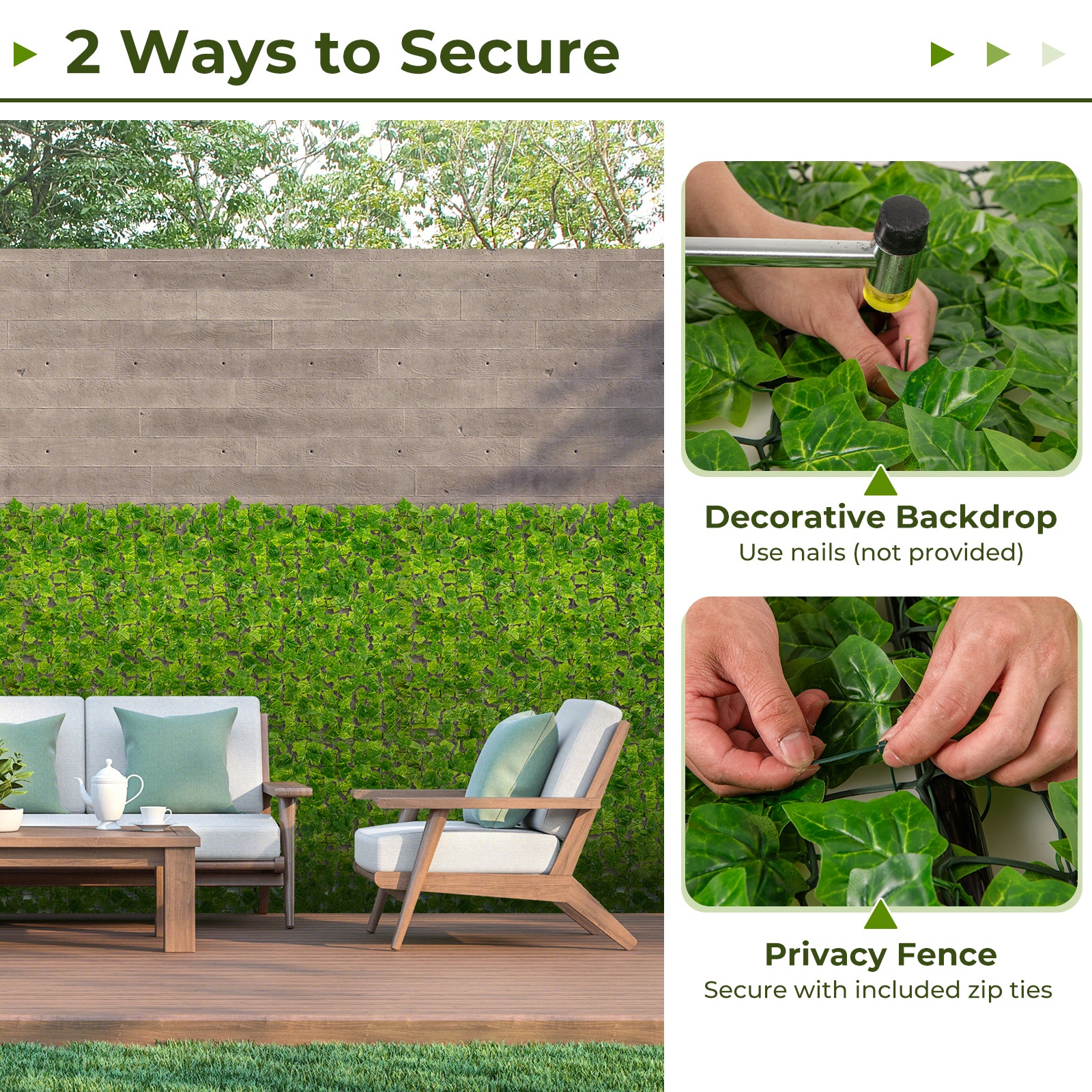 120 x 40 Inch Artificial Ivy Privacy Fence Faux Ivy Vines Covering, Light Green Decorative Fencing & Flooring at Gallery Canada
