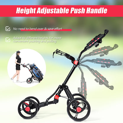 4 Wheel Folding Golf Pull Push Cart Trolley, Black Golf   at Gallery Canada