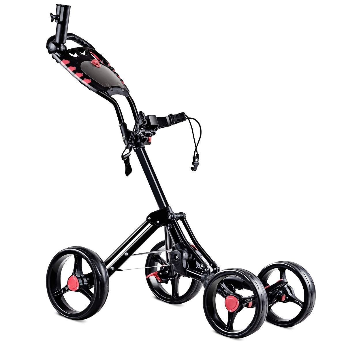 4 Wheel Folding Golf Pull Push Cart Trolley, Black Golf Black at Gallery Canada