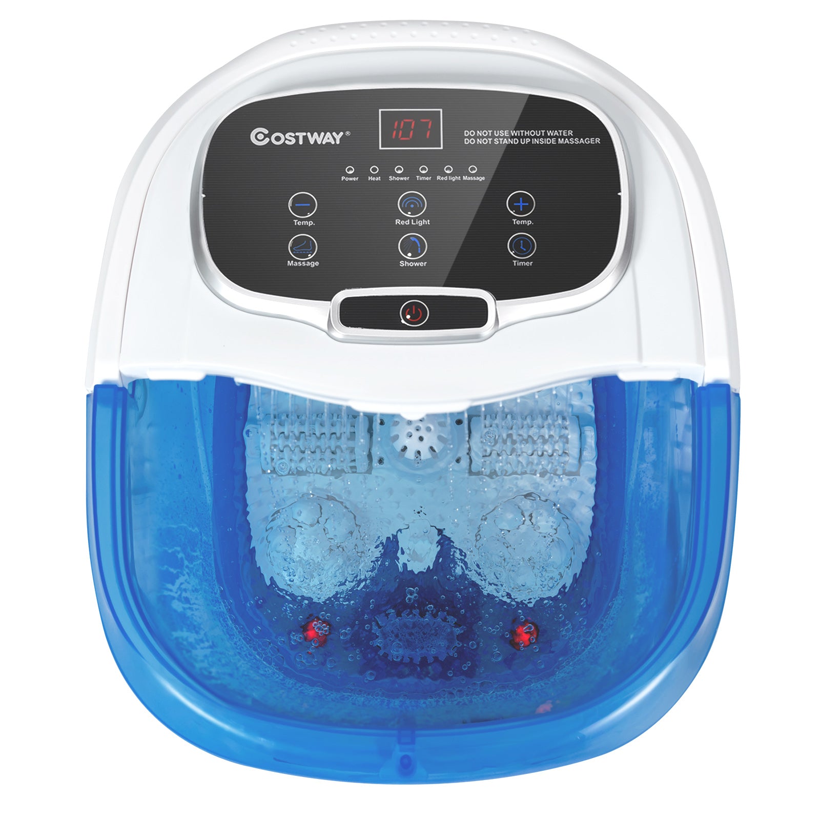 Portable All-In-One Heated Foot Bubble Spa Bath Motorized Massager-Blue and Withe, White Foot Massager at Gallery Canada