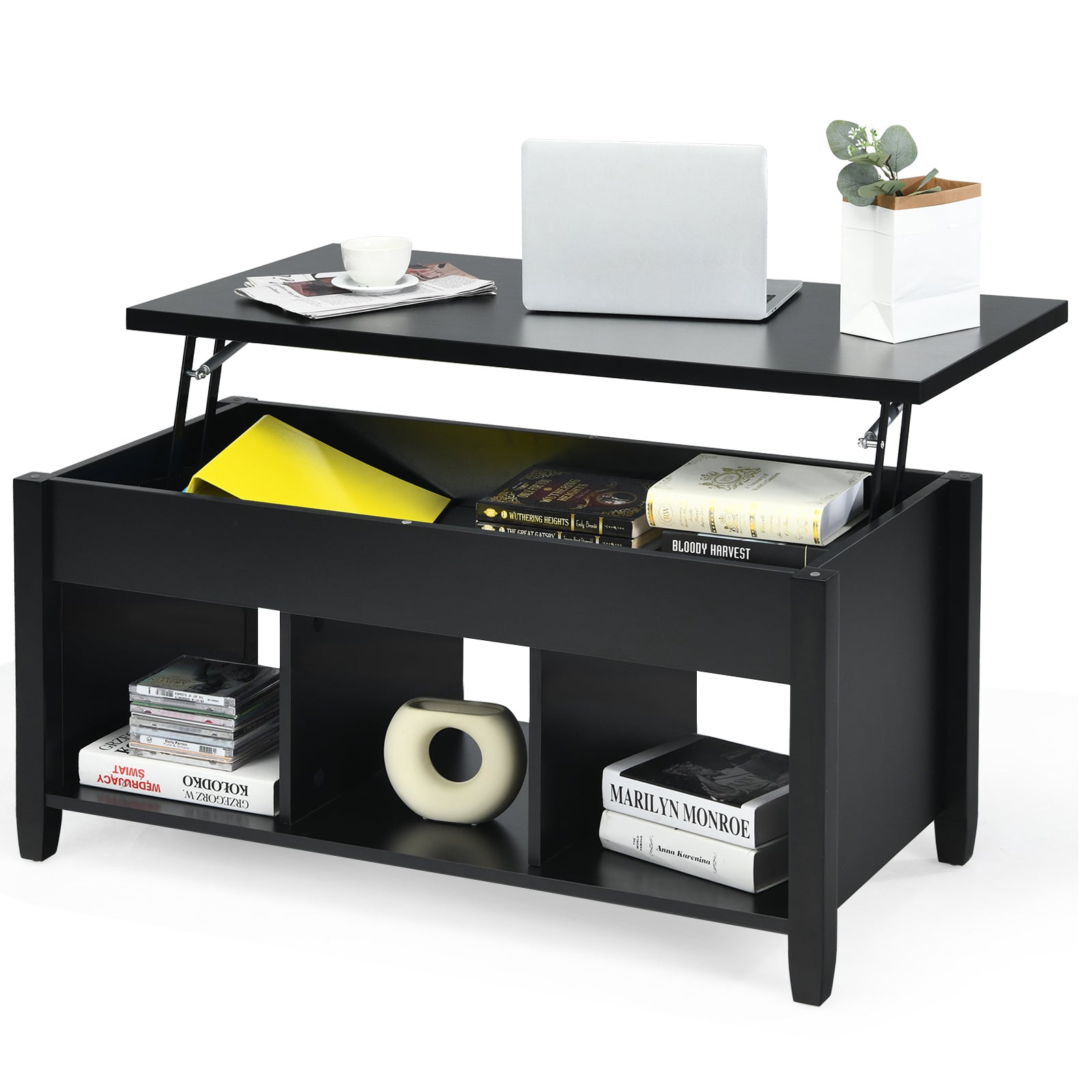 Lift Top Coffee Table with Hidden Storage Compartment, Black Coffee Tables at Gallery Canada