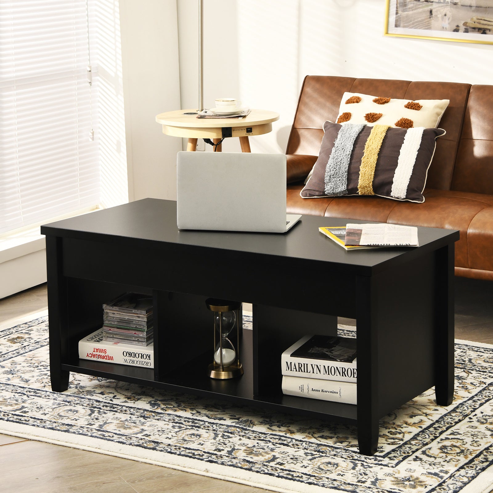 Lift Top Coffee Table with Hidden Storage Compartment, Black Coffee Tables at Gallery Canada