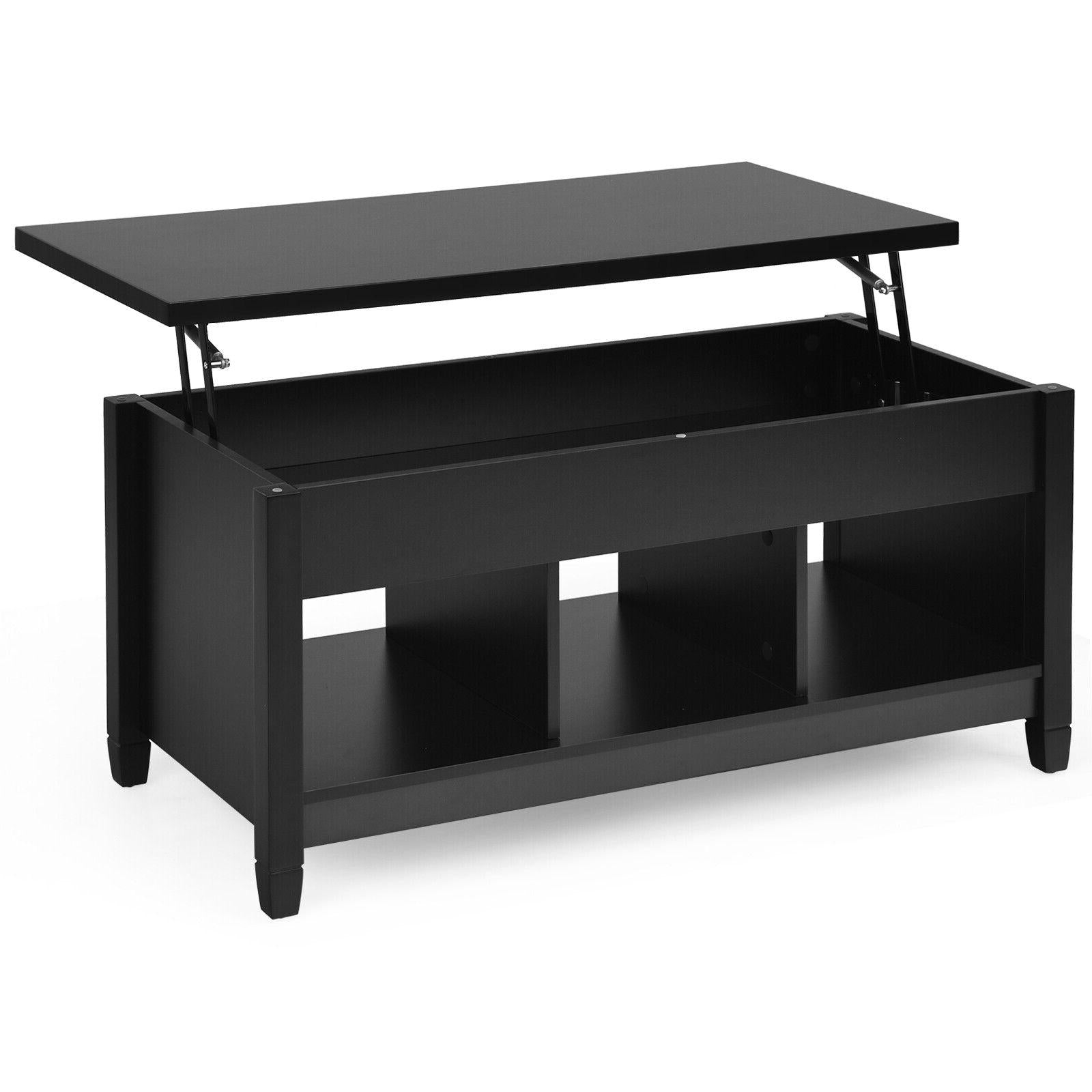 Lift Top Coffee Table with Hidden Storage Compartment, Black Coffee Tables Black at Gallery Canada