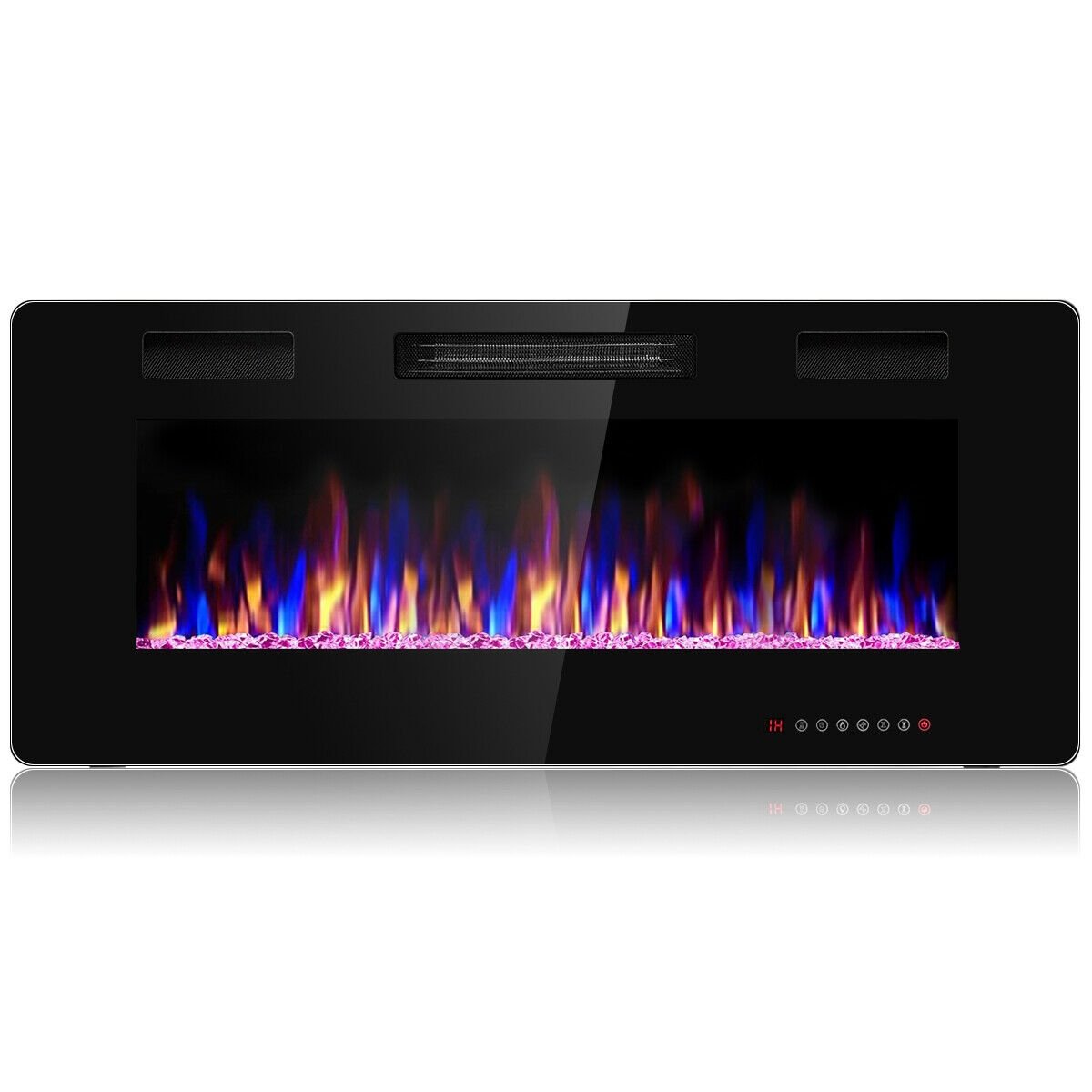 42 Inch Recessed Ultra Thin Electric Fireplace with Timer, Black Fireplaces Black at Gallery Canada