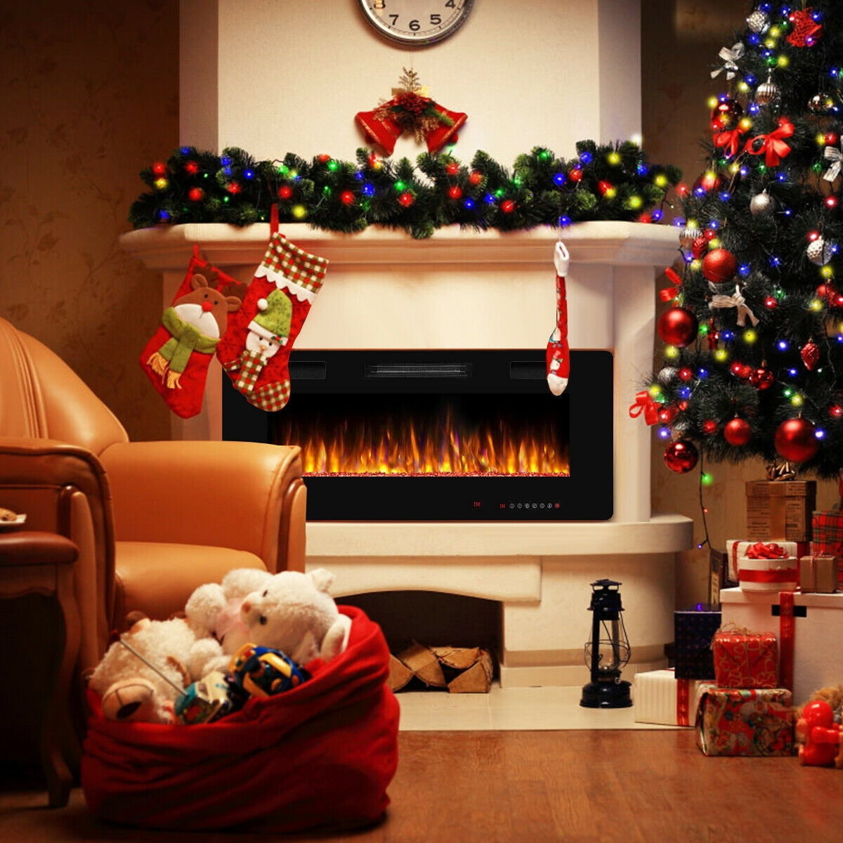 42 Inch Recessed Ultra Thin Electric Fireplace with Timer, Black Fireplaces at Gallery Canada