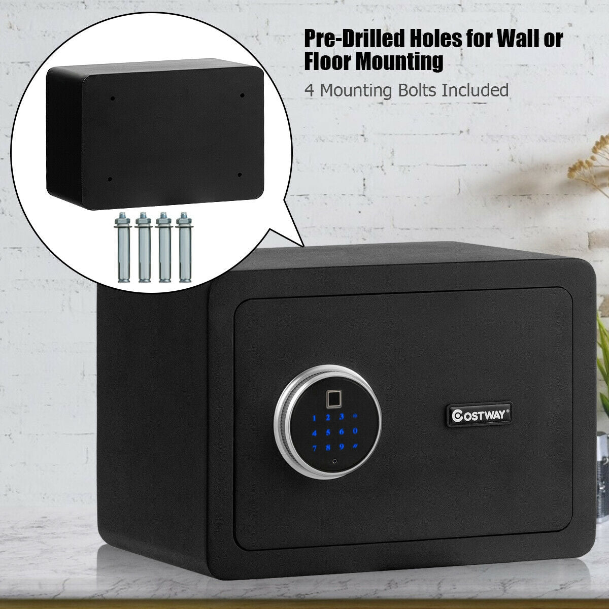 2-Layer Security Safe Deposit Box with Inner LED Light, Black Safe Box at Gallery Canada