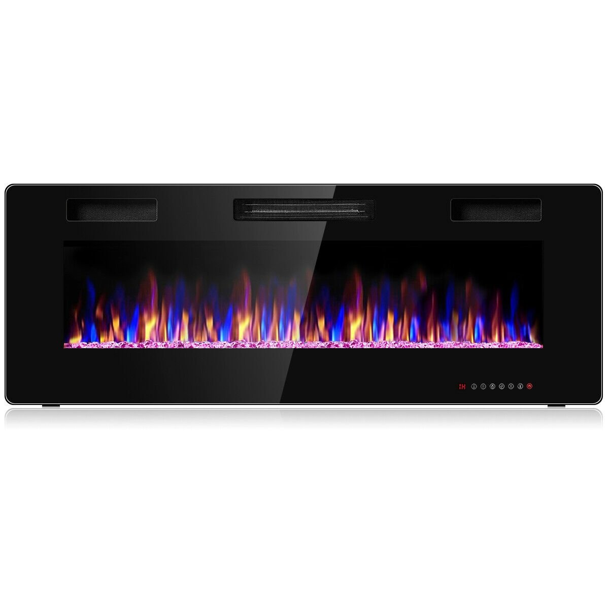 50 Inch Recessed Ultra Thin Electric Fireplace with Timer, Black Fireplaces at Gallery Canada