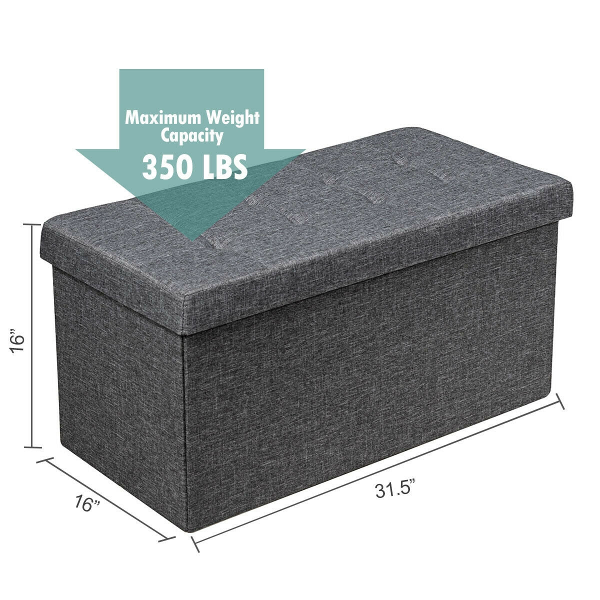 31.5 Inch Fabric Foldable Storage with Removable Storage Bin, Dark Gray Shoe Racks & Storage Benches at Gallery Canada