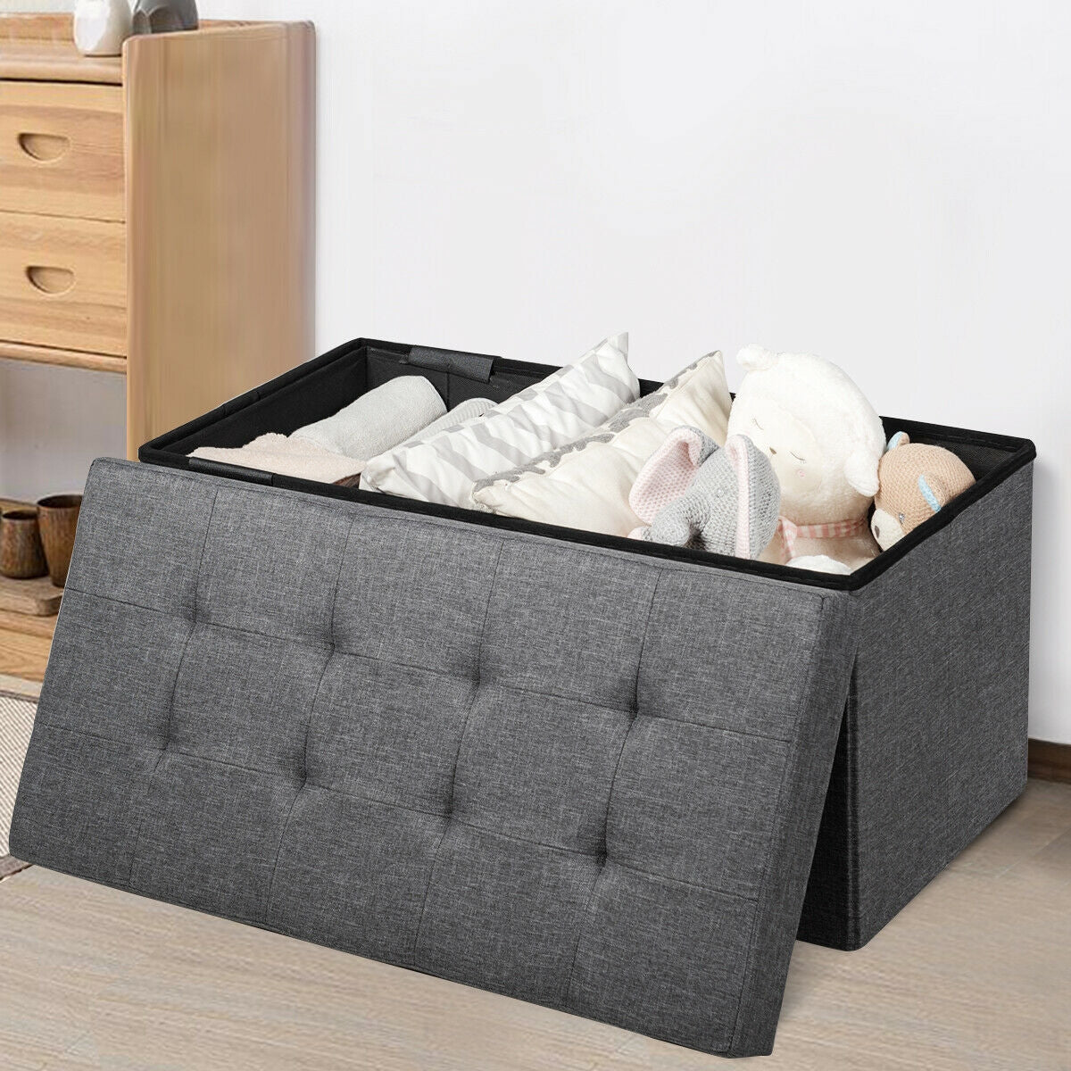 31.5 Inch Fabric Foldable Storage with Removable Storage Bin, Dark Gray Shoe Racks & Storage Benches at Gallery Canada