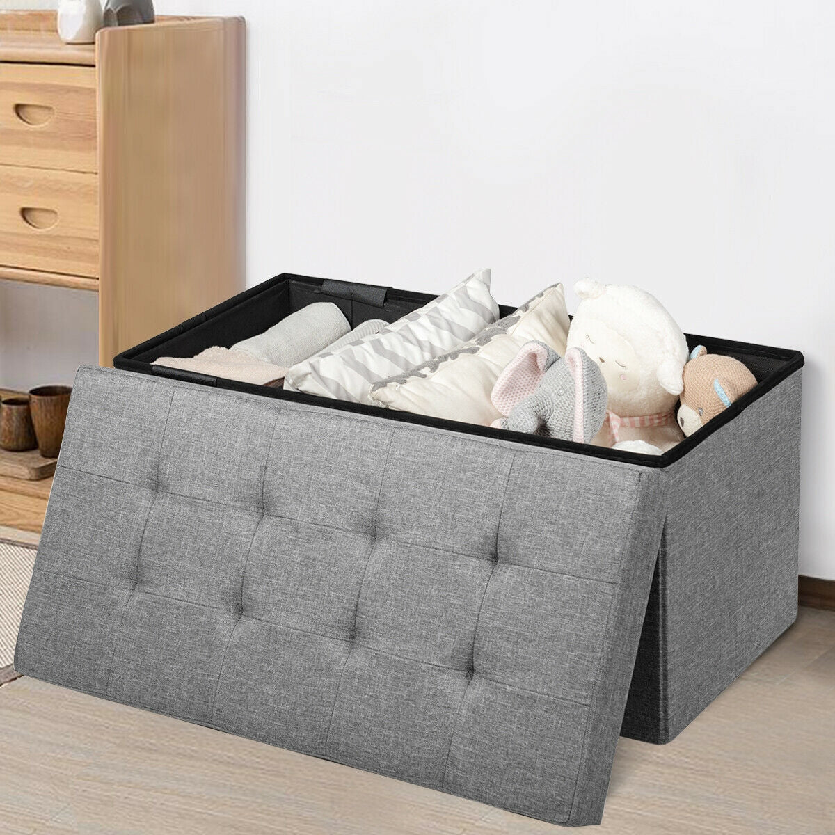 31.5 Inch Fabric Foldable Storage with Removable Storage Bin, Light Gray Shoe Racks & Storage Benches at Gallery Canada