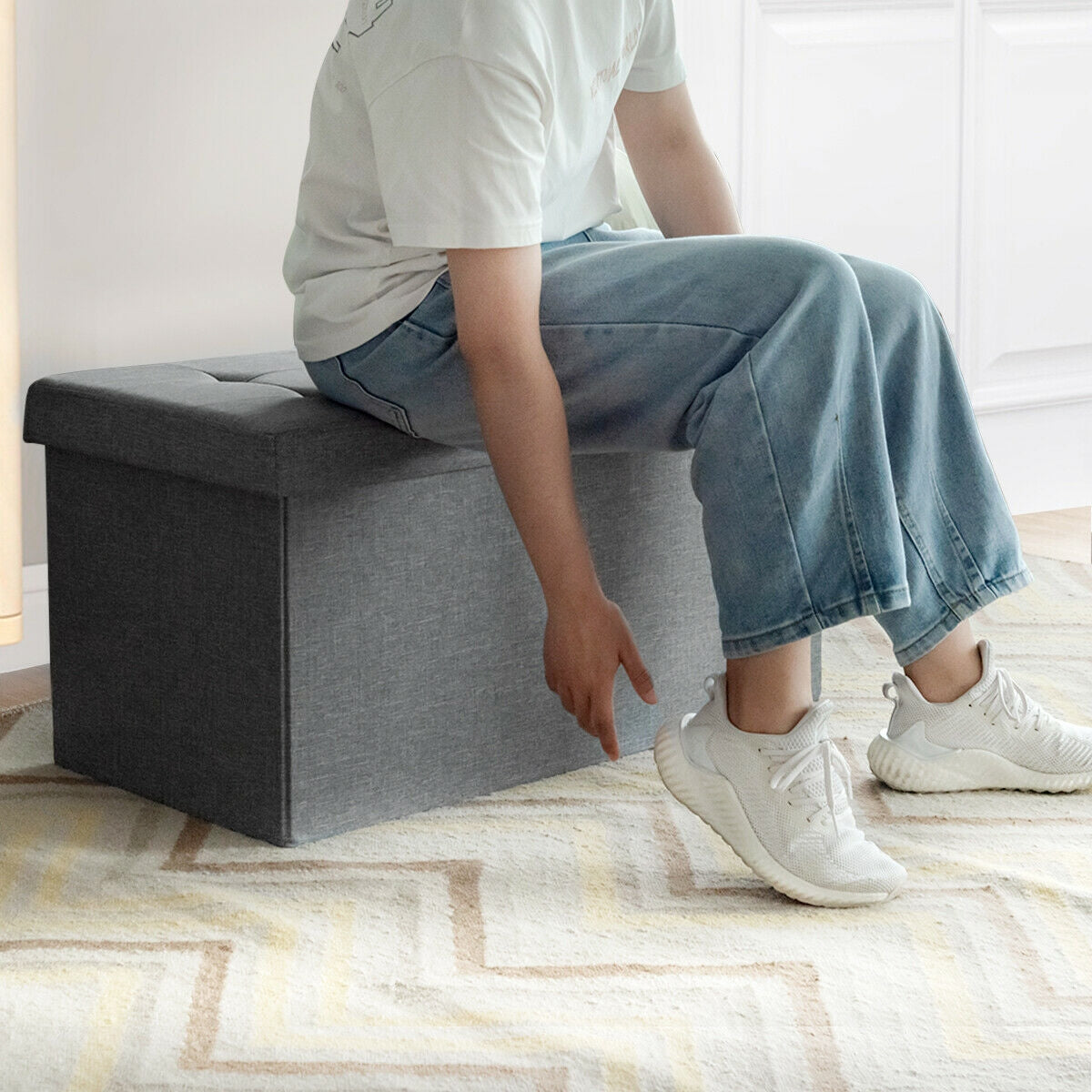 31.5 Inch Fabric Foldable Storage with Removable Storage Bin, Light Gray Shoe Racks & Storage Benches at Gallery Canada