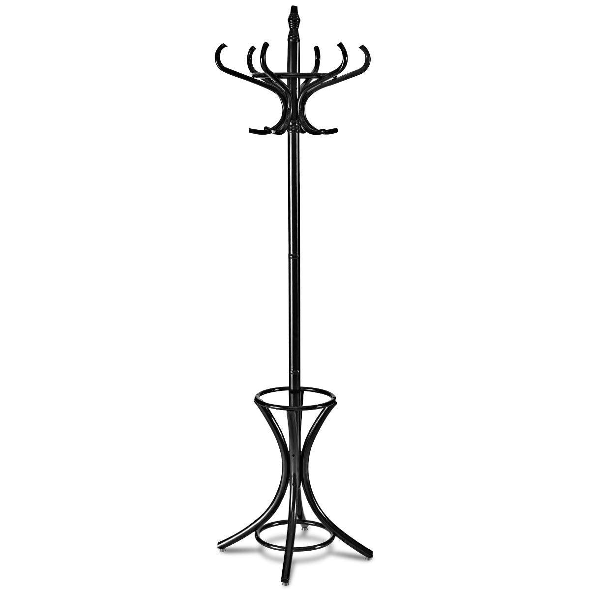 Wood Standing Hat Coat Rack w/ Umbrella Stand, Black Coat Racks & Hall Trees at Gallery Canada