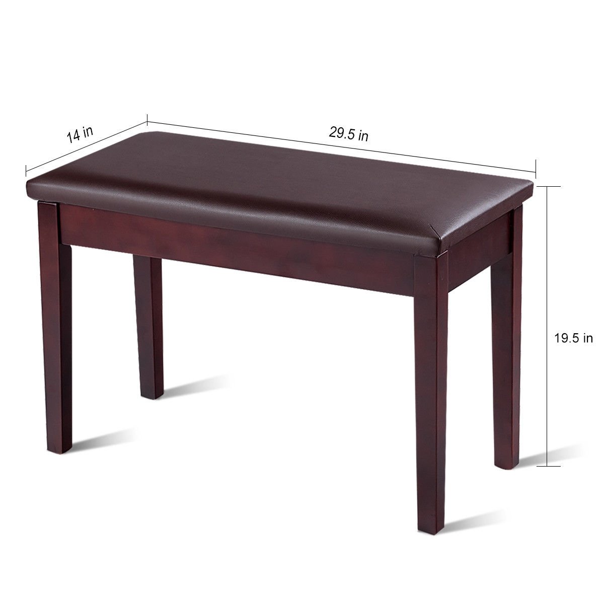 Solid Wood PU Leather Padded Piano Bench Keyboard Seat, Brown Pianos & Keyboards at Gallery Canada