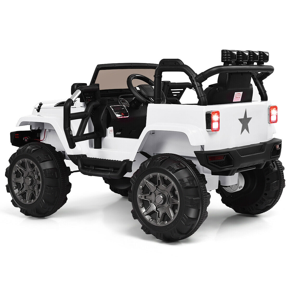 12V Kids Remote Control Riding Truck Car with LED Lights, White Powered Ride On Toys at Gallery Canada