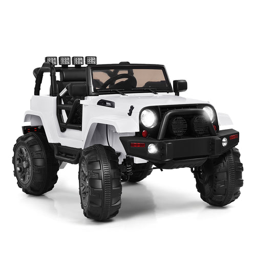 12V Kids Remote Control Riding Truck Car with LED Lights, White