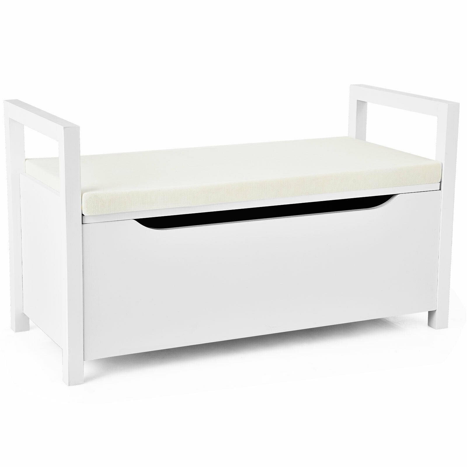 34.5 ×15.5 ×19.5 Inch Shoe Storage Bench with Cushion Seat for Entryway, White Shoe Racks & Storage Benches White at Gallery Canada
