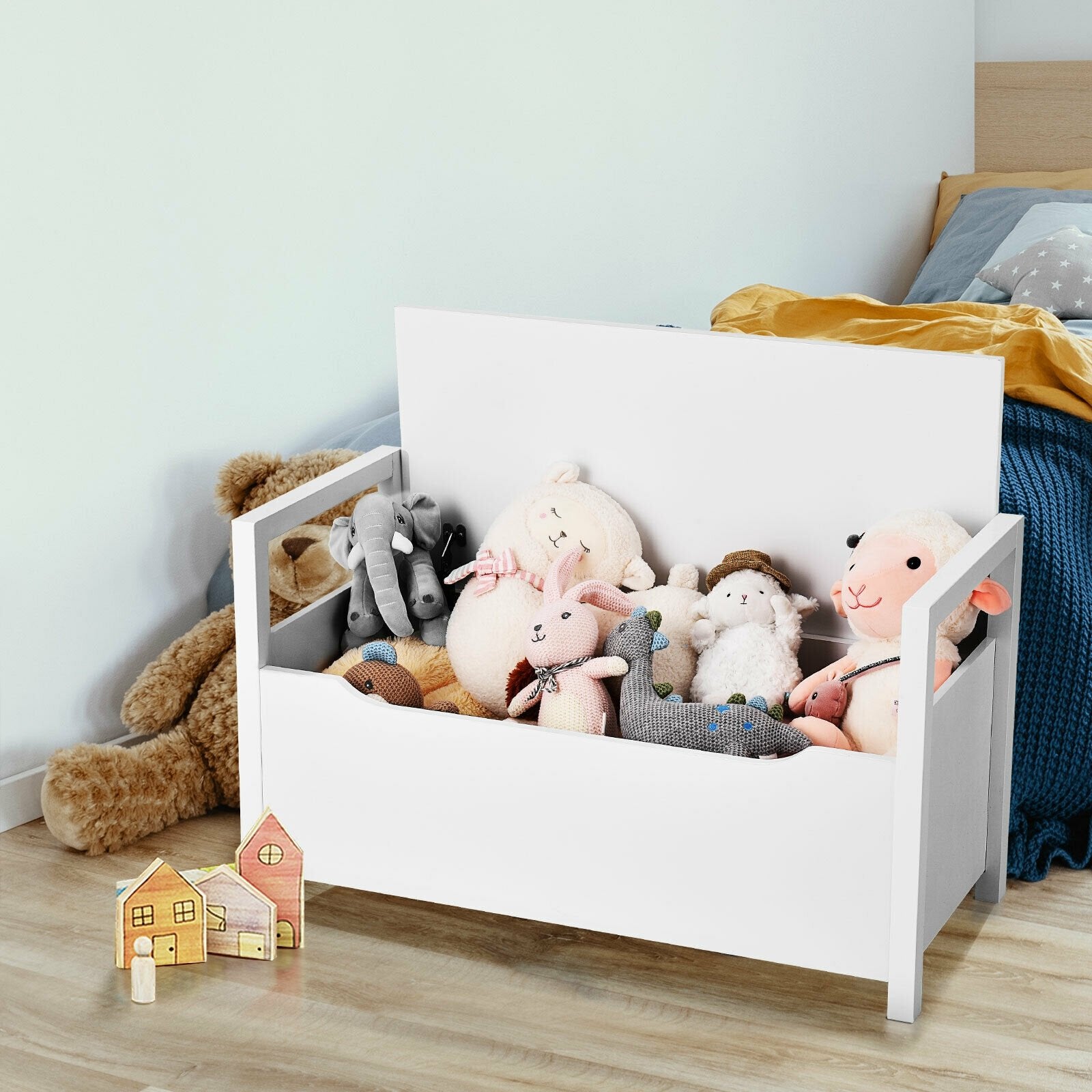 34.5 ×15.5 ×19.5 Inch Shoe Storage Bench with Cushion Seat for Entryway, White Shoe Racks & Storage Benches at Gallery Canada