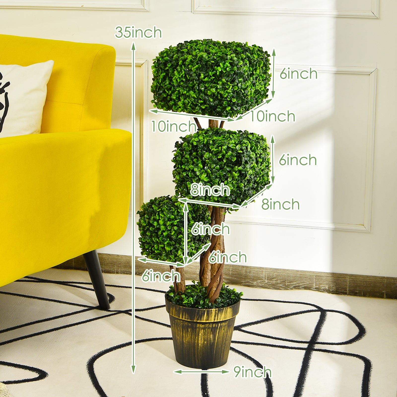 36 Inch Artificial Boxwood Topiary UV Protected Indoor Outdoor Tree, Green Faux Plants at Gallery Canada