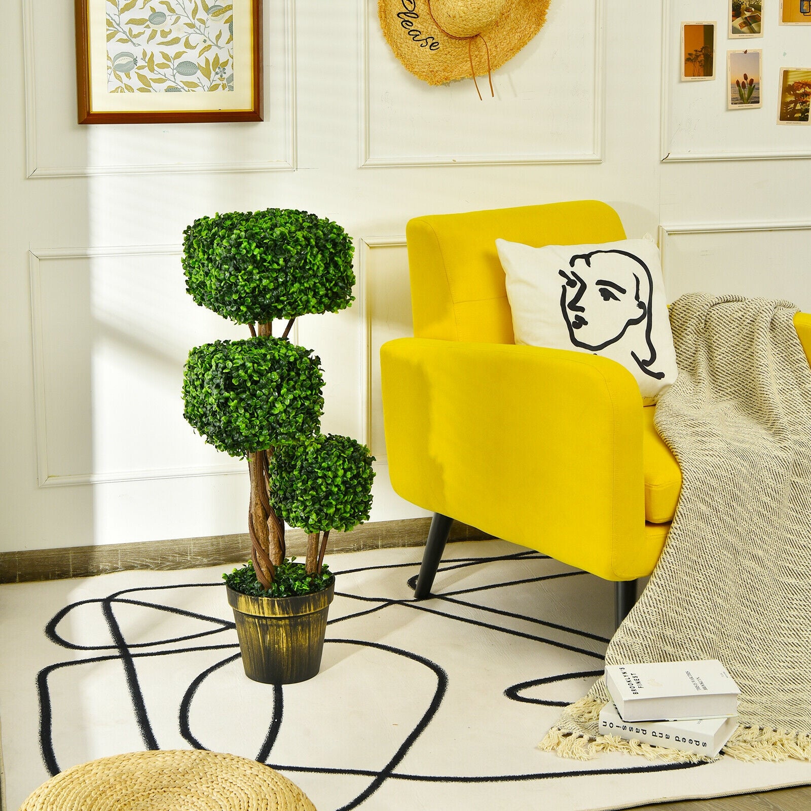 36 Inch Artificial Boxwood Topiary UV Protected Indoor Outdoor Tree, Green Faux Plants at Gallery Canada