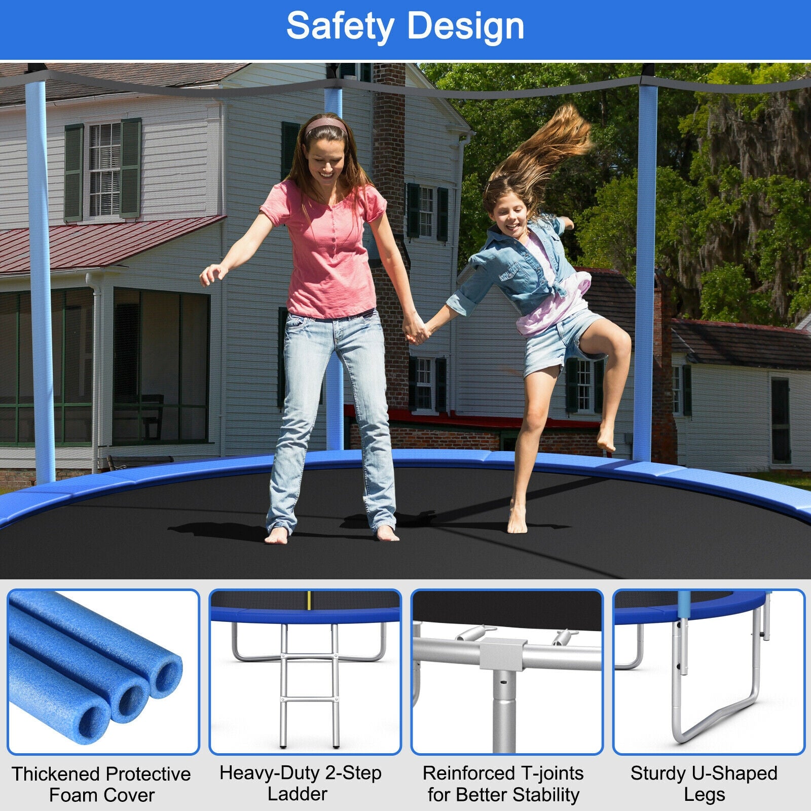 Outdoor Trampoline with Safety Closure Net-15 ft, Multicolor Trampolines at Gallery Canada