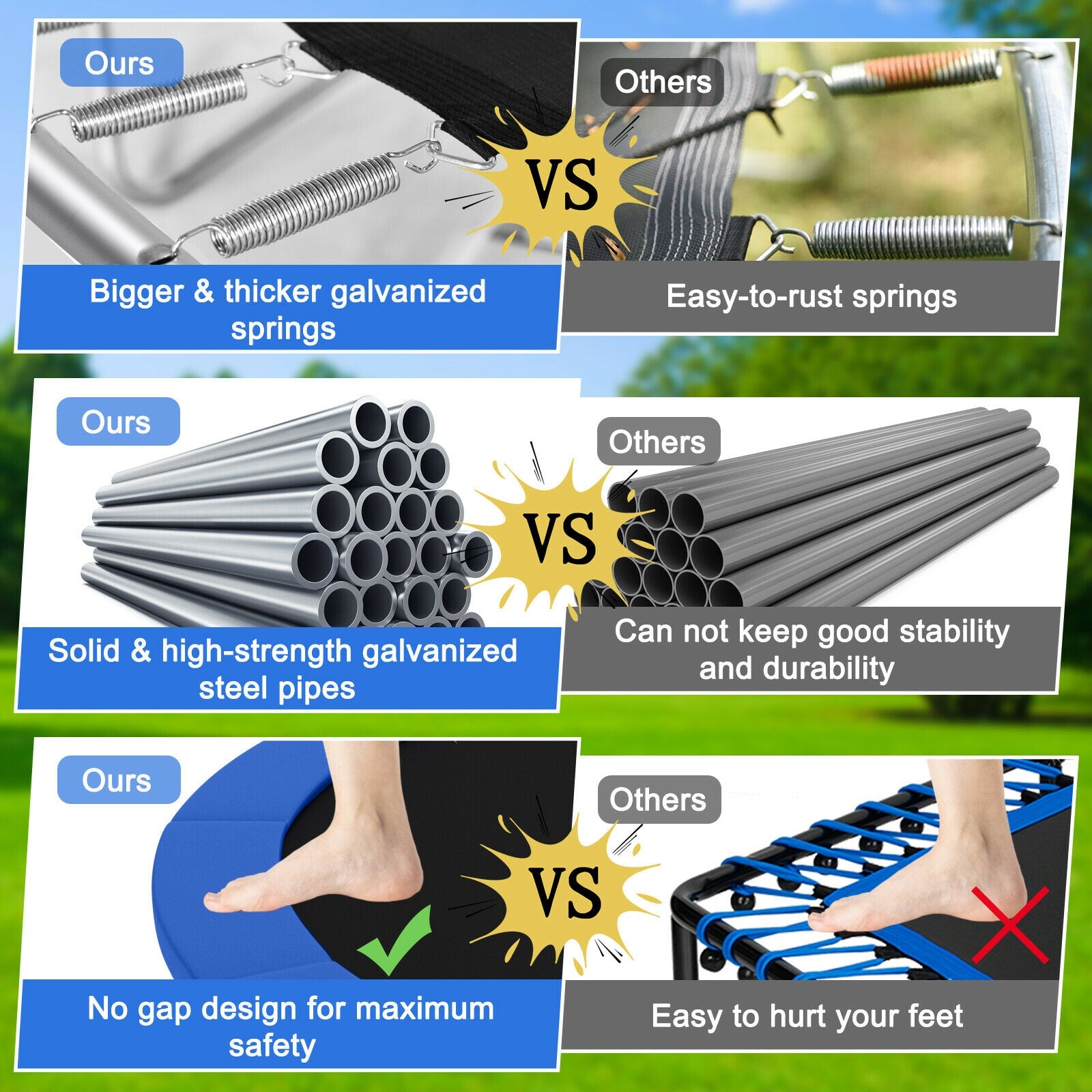 Outdoor Trampoline with Safety Closure Net-15 ft, Multicolor Trampolines at Gallery Canada