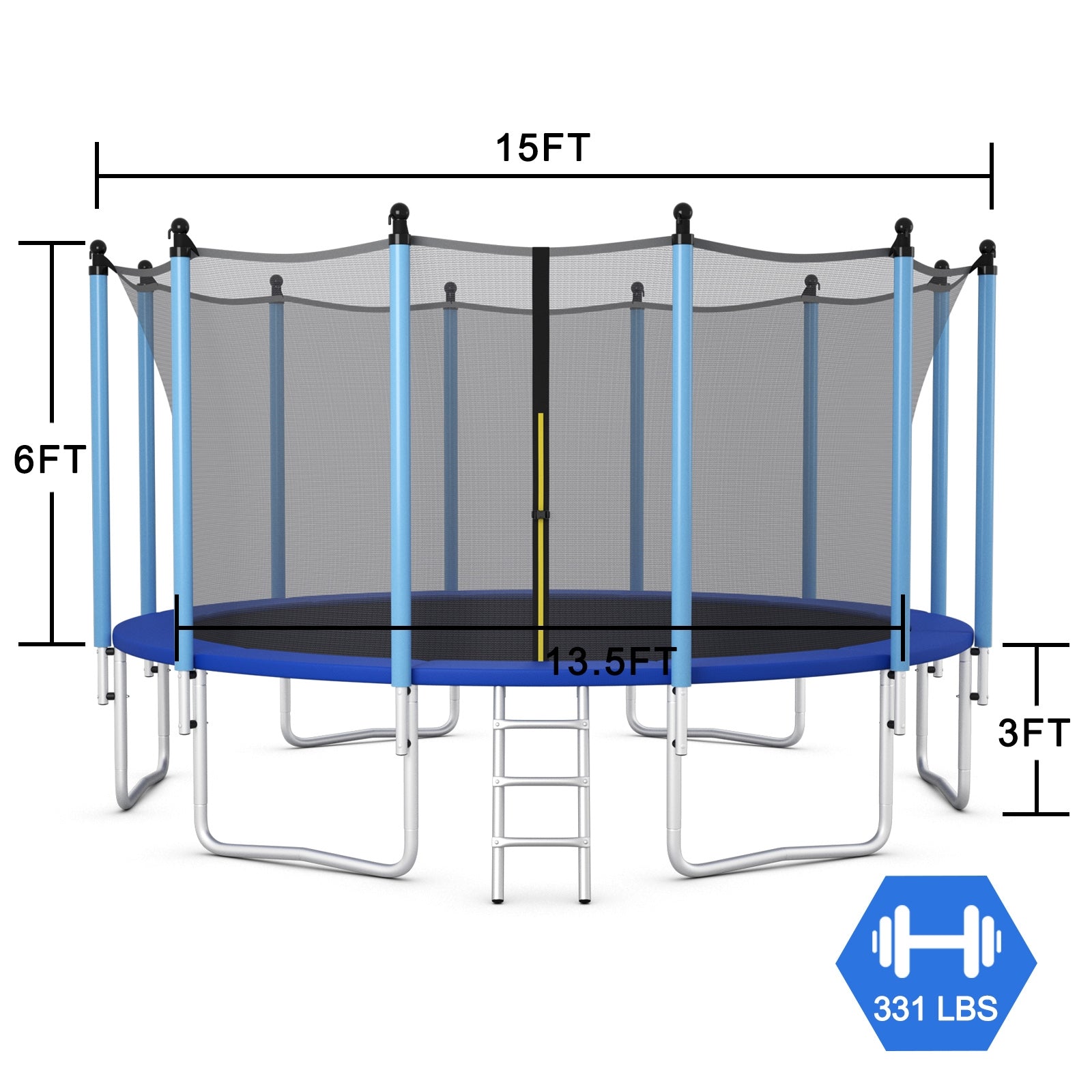 Outdoor Trampoline with Safety Closure Net-15 ft, Multicolor Trampolines at Gallery Canada