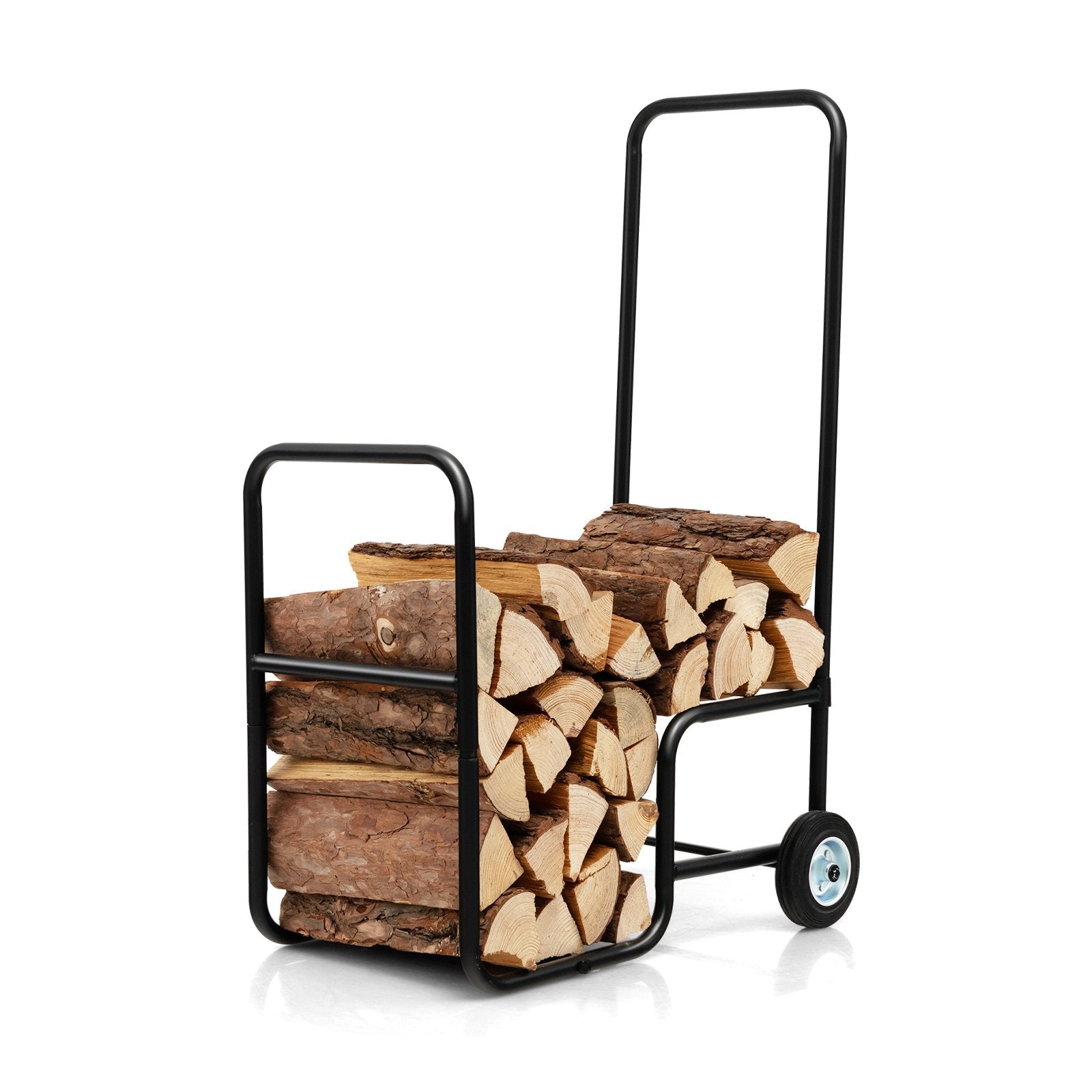 Firewood Log Cart Carrier with Anti-Slip and Wear-Resistant Wheels, Black Log Storage Black at Gallery Canada