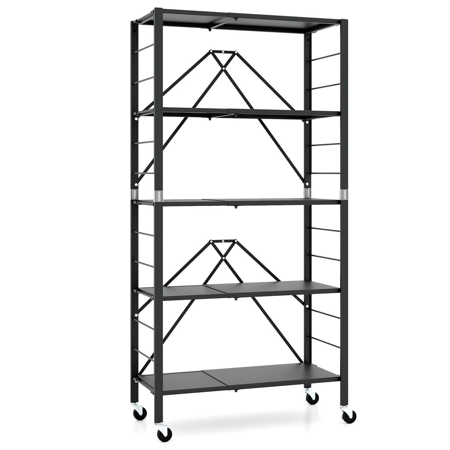 5-Tier Foldable Storage Shelf with Wheels, Black Sheds & Outdoor Storage   at Gallery Canada