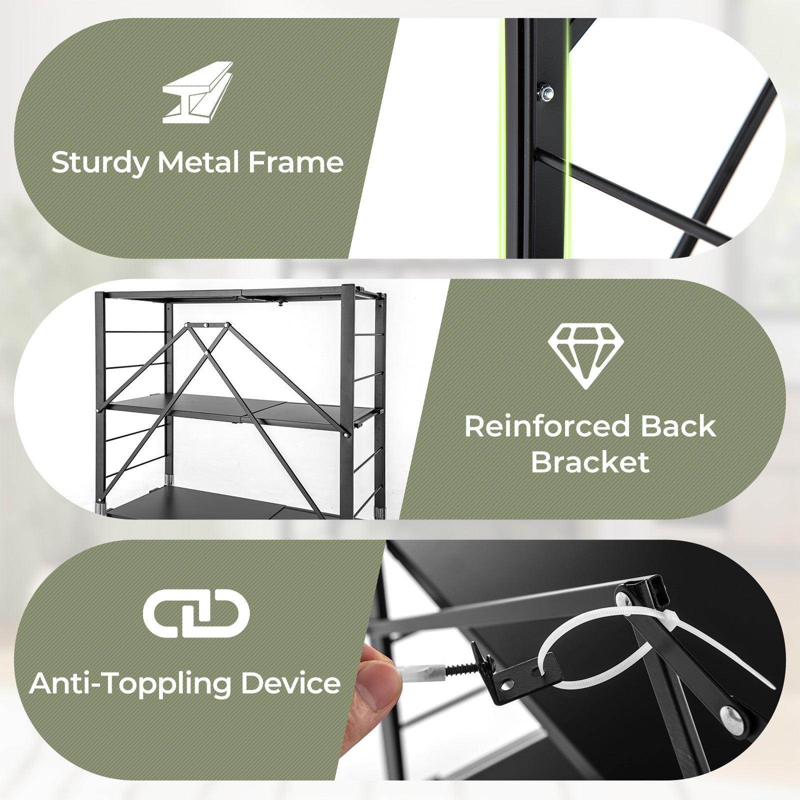 5-Tier Foldable Storage Shelf with Wheels, Black Sheds & Outdoor Storage   at Gallery Canada