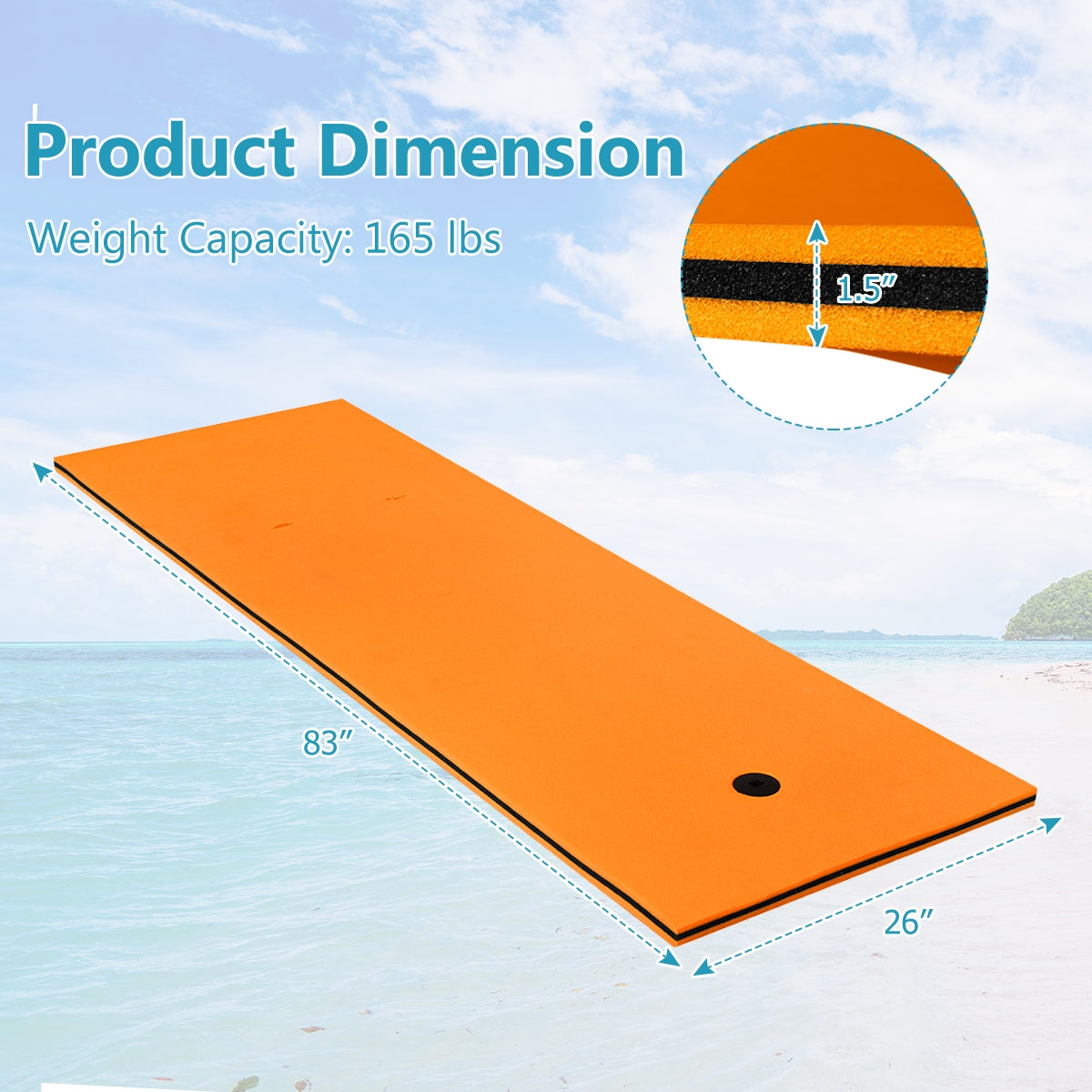 3-layer Tear-resistant Relaxing Foam Floating Pad, Orange Swimming at Gallery Canada