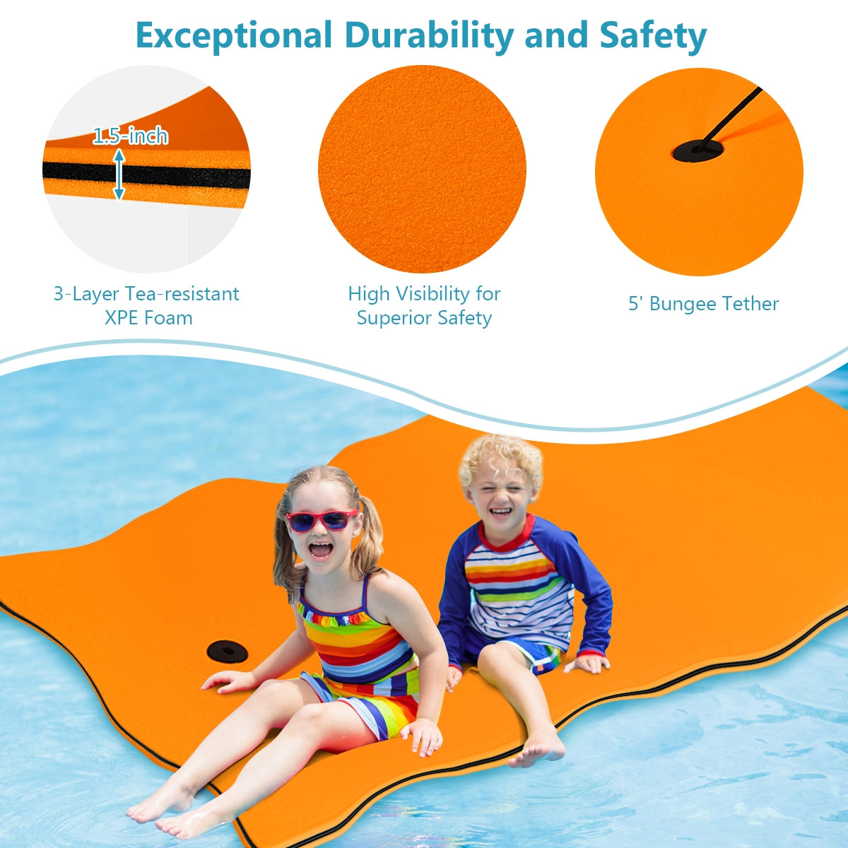 3-layer Tear-resistant Relaxing Foam Floating Pad, Orange Swimming at Gallery Canada