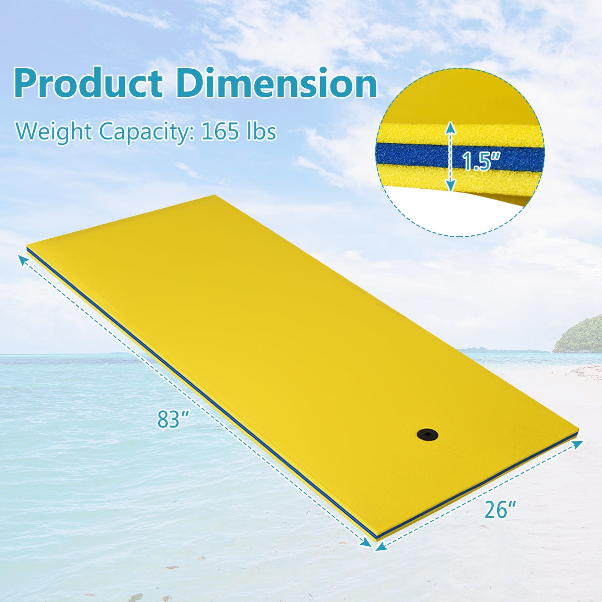 3-layer Tear-resistant Relaxing Foam Floating Pad, Yellow Swimming at Gallery Canada