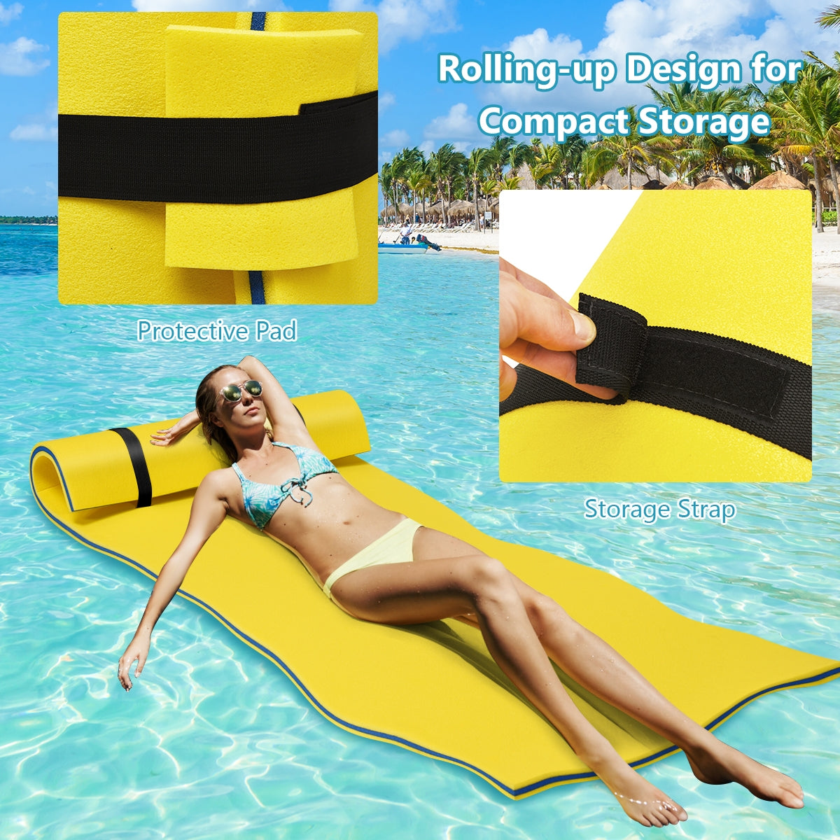 3-layer Tear-resistant Relaxing Foam Floating Pad, Yellow Swimming at Gallery Canada