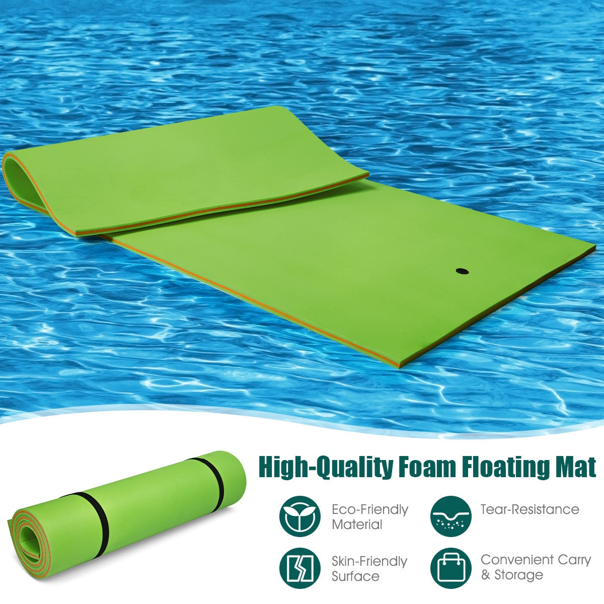 12’ x 6’ 3 Layer Floating Water Pad, Green Swimming at Gallery Canada