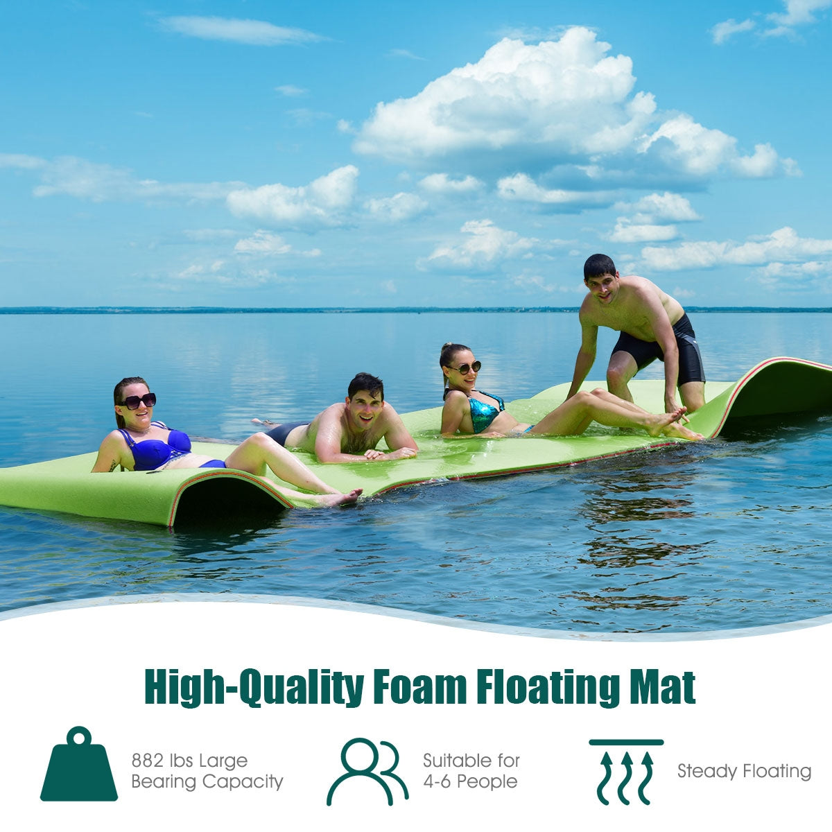 12’ x 6’ 3 Layer Floating Water Pad, Green Swimming at Gallery Canada