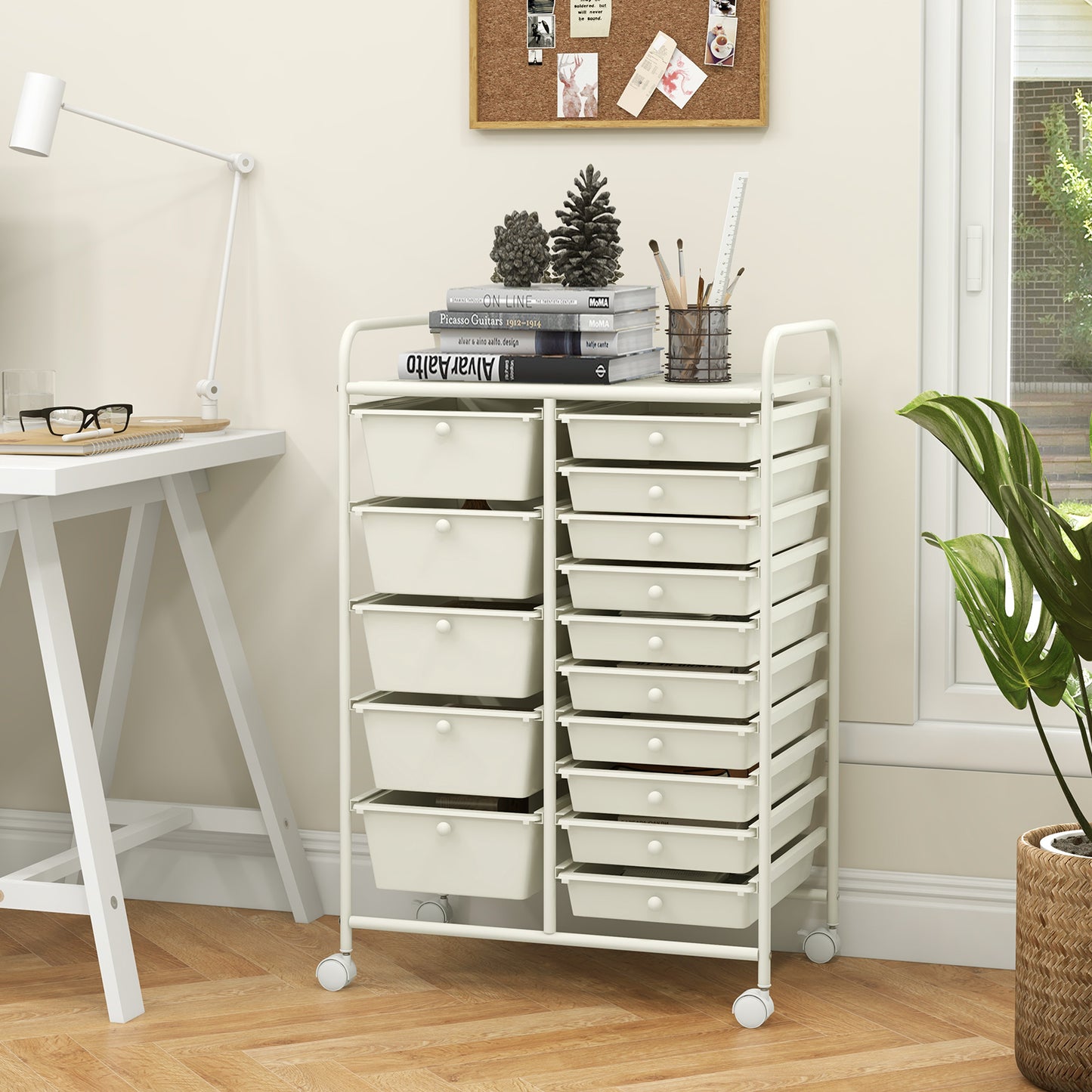 15-Drawer Utility Rolling Organizer Cart Multi-Use Storage, White File Cabinets   at Gallery Canada