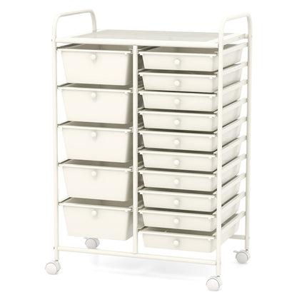 15-Drawer Utility Rolling Organizer Cart Multi-Use Storage, White File Cabinets   at Gallery Canada