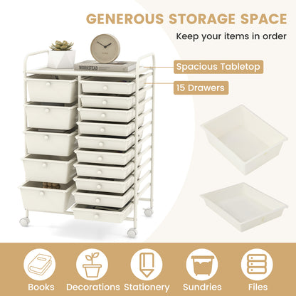 15-Drawer Utility Rolling Organizer Cart Multi-Use Storage, White File Cabinets   at Gallery Canada