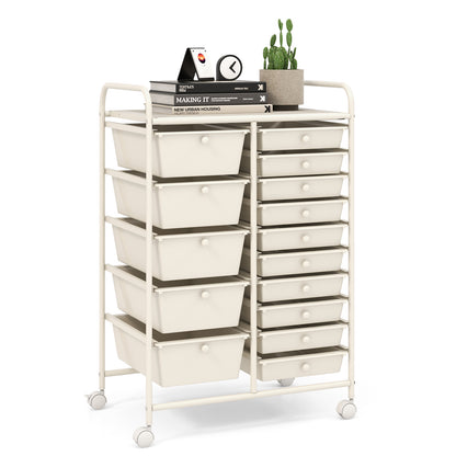 15-Drawer Utility Rolling Organizer Cart Multi-Use Storage, White File Cabinets White  at Gallery Canada