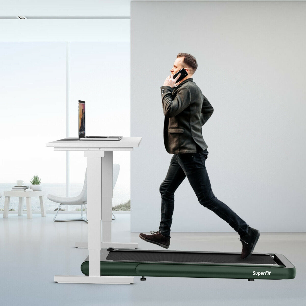 4.75HP 2 In 1 Folding Treadmill with Remote APP Control, Green Treadmills at Gallery Canada
