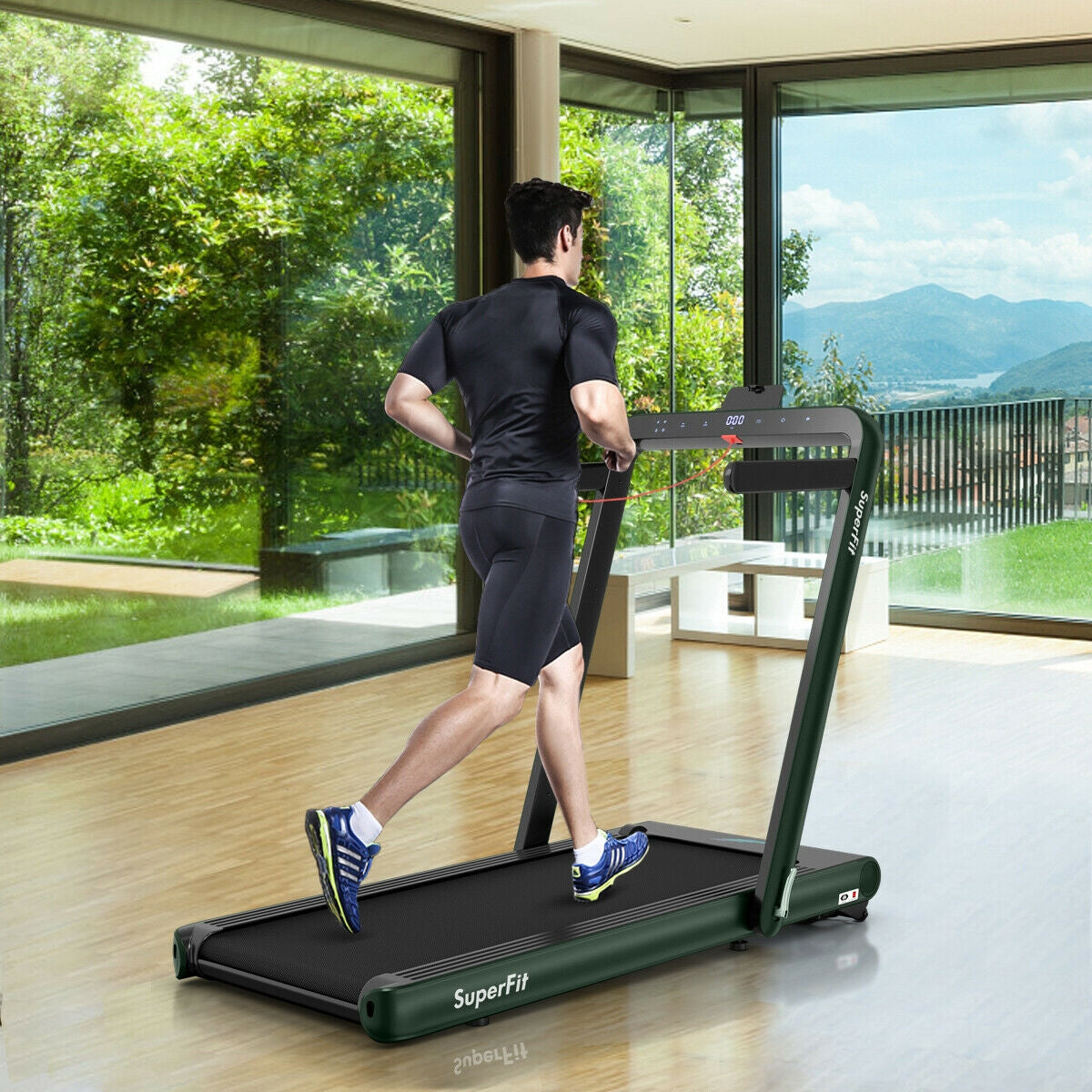 4.75HP 2 In 1 Folding Treadmill with Remote APP Control, Green Treadmills at Gallery Canada