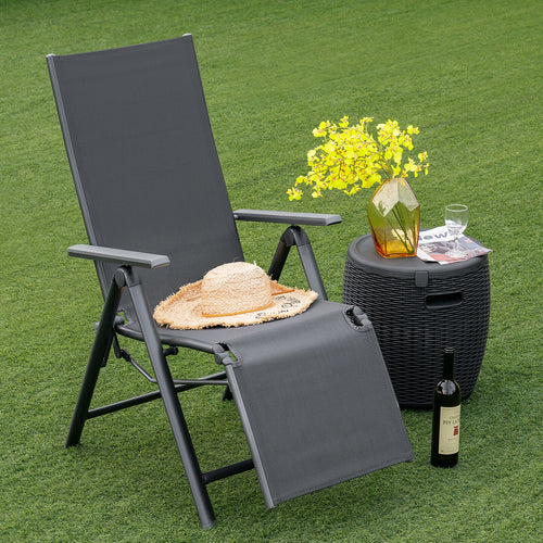 Aluminum Frame Outdoor Foldable Reclining Chair, Gray